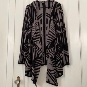 Gray & Black Flowy Long Cardigan